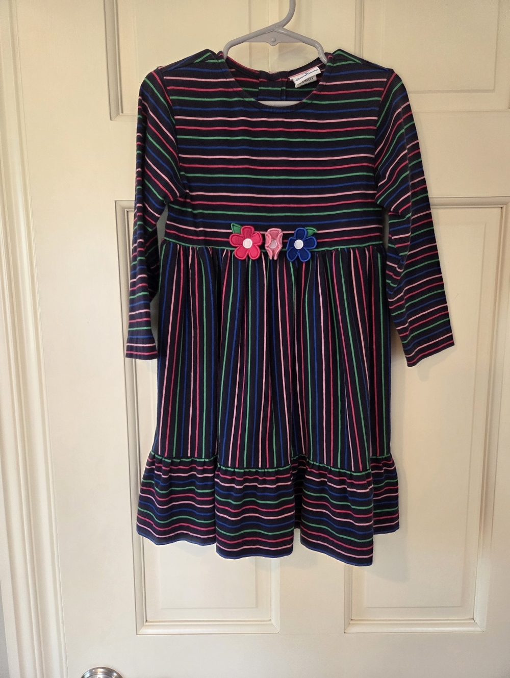 Florance Eisman Striped Dress With Floral Appliques